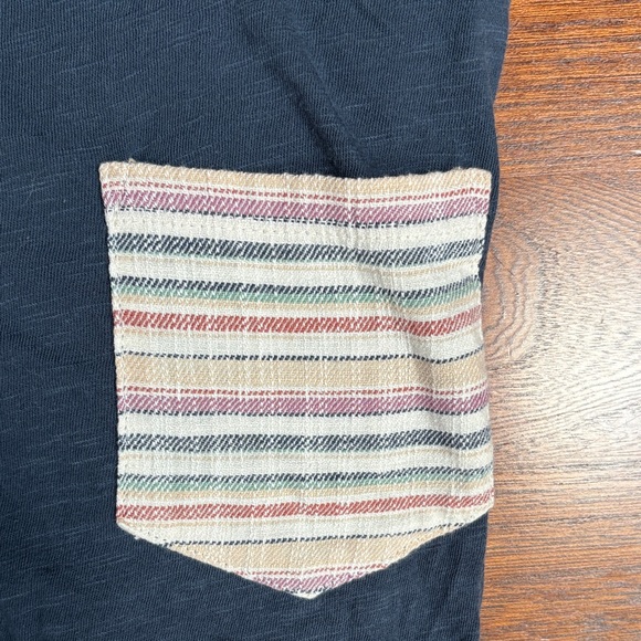 Marine Layer Men's Navy Tee with Multicolor Striped Pocket Large - Picture 3 of 10
